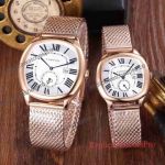 Drive De Cartier Replica Lovers Watch - Rose Gold Mesh Band